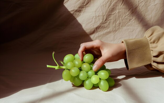 View of delicious green grapes