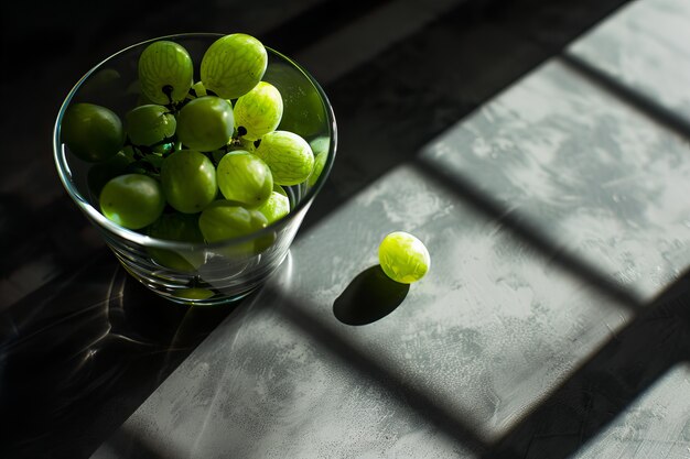 View of delicious green grapes