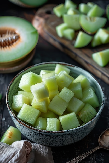 View of delicious and healthy cantaloupe melon