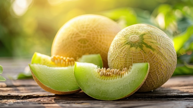 Free photo view of delicious and healthy cantaloupe melon