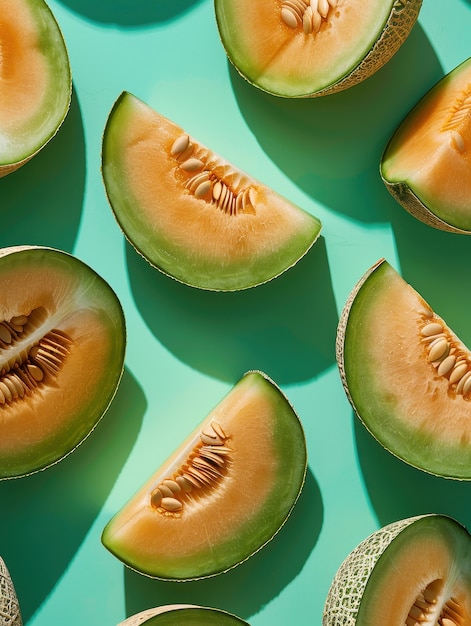 View of delicious and healthy cantaloupe melon