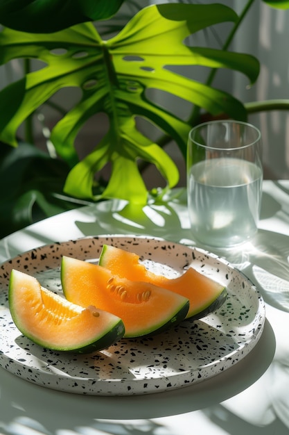 View of delicious and healthy cantaloupe melon