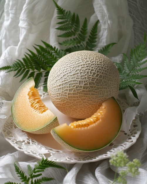 View of delicious and healthy cantaloupe melon