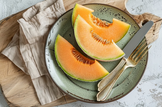 View of delicious and healthy cantaloupe melon