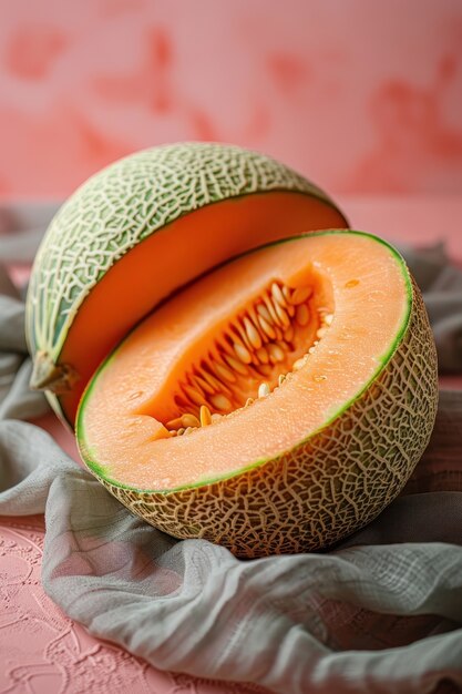 View of delicious and healthy cantaloupe melon