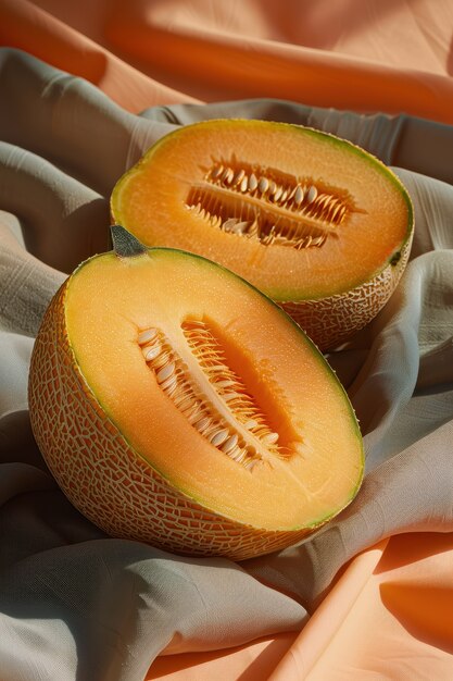 View of delicious and healthy cantaloupe melon