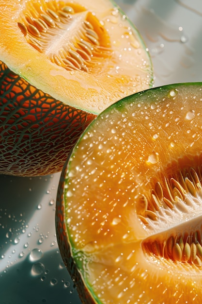 View of delicious and healthy cantaloupe melon