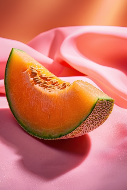 View of delicious and healthy cantaloupe melon