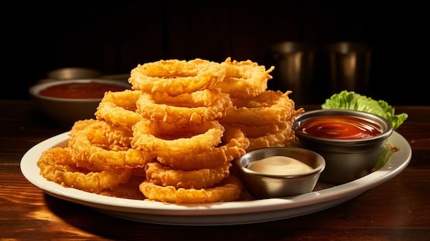 View of delicious onion rings dish