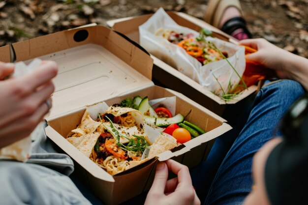 View of delicious ready-to-eat meal