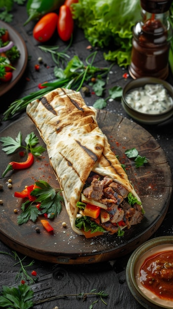 Free Photo view of delicious shawarma dish