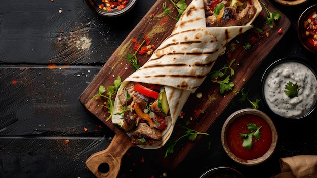 Free photo view of delicious shawarma dish