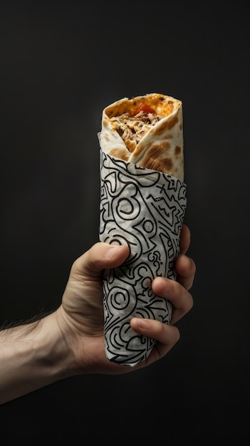 View of delicious shawarma dish