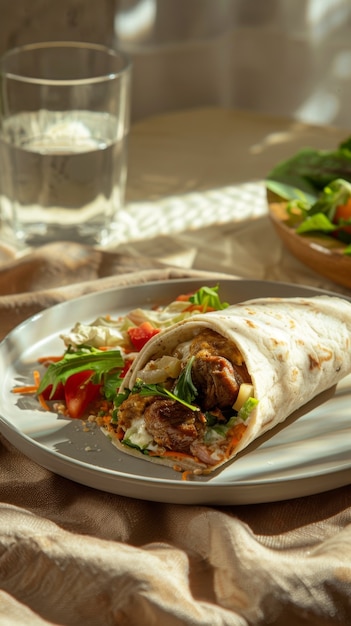 View of delicious shawarma dish