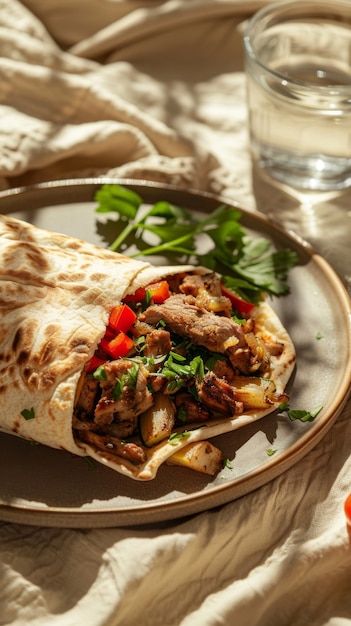 View of delicious shawarma dish