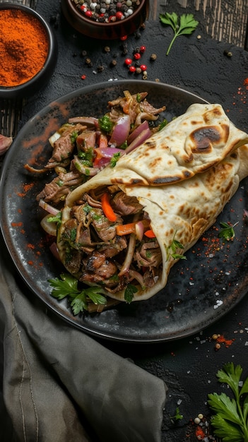 Free photo view of delicious shawarma dish