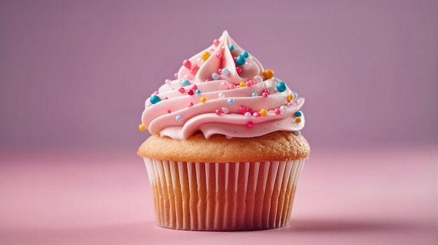 View of delicious and sweet cupcake dessert with frosting