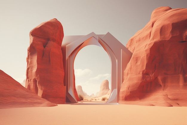 Free Photo view of desert arc with nature landscape