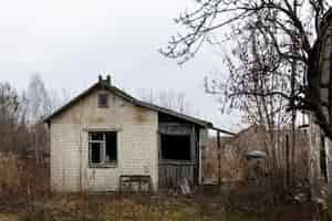 Free photo view of deserted and decaying house in nature