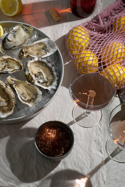 Free photo view of dish made of oyster delicacies