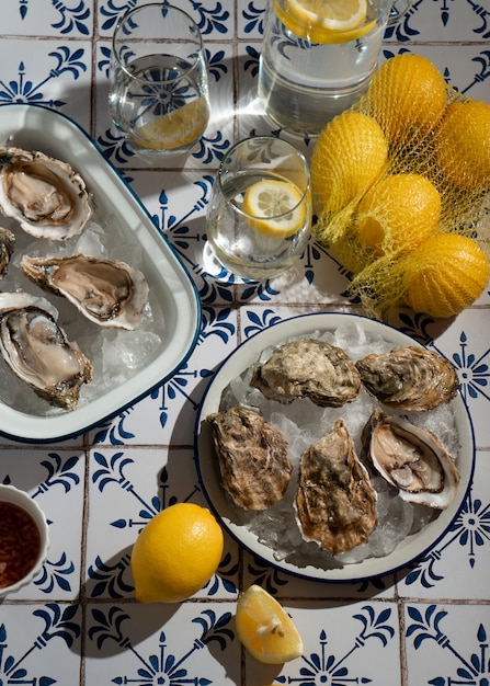 Free photo view of dish made of oyster delicacies