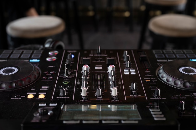 View of dj equipment and electronics