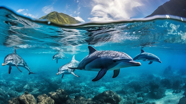 View of dolphins swimming in water