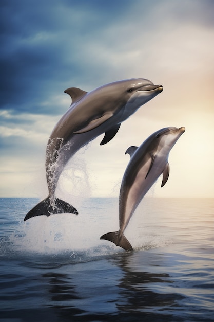 View of dolphins swimming in water