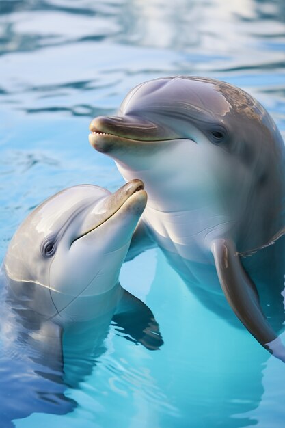 View of dolphins swimming in water