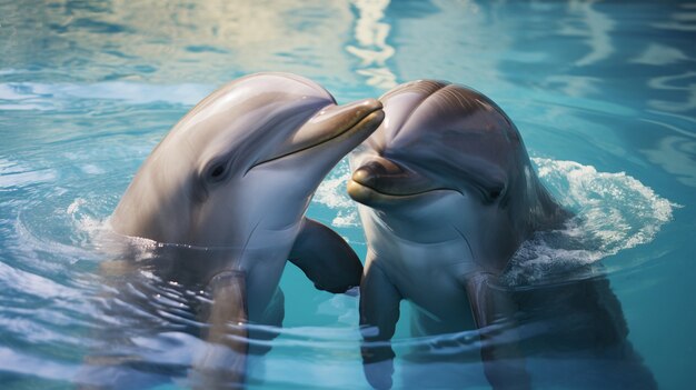 View of dolphins swimming in water