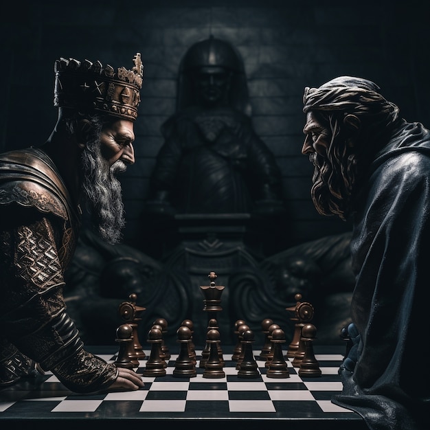 Free Photo view of dramatic chess pieces with mysterious and mystical ambiance