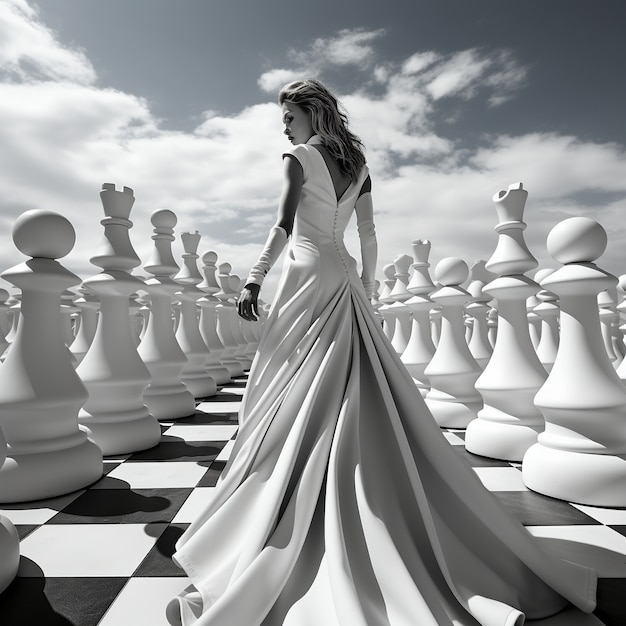 Free Photo view of dramatic chess pieces with mysterious and mystical ambiance