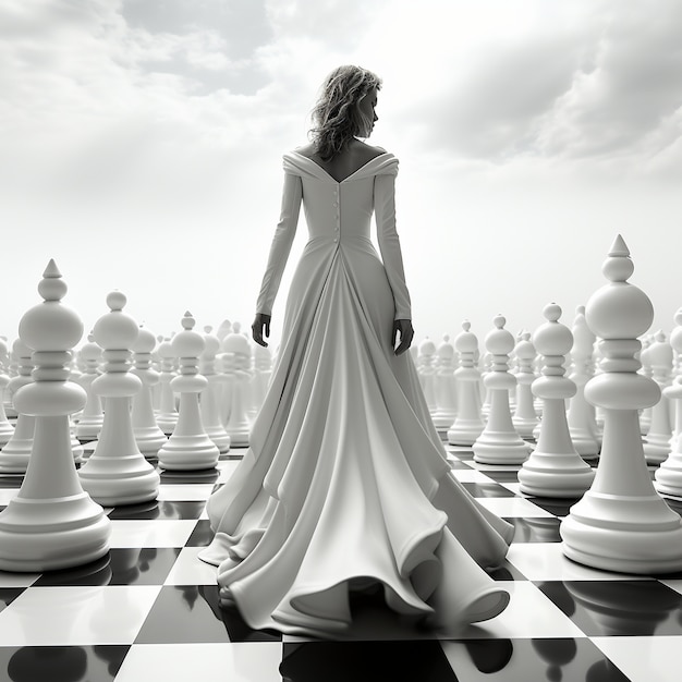 Free photo view of dramatic chess pieces with mysterious and mystical ambiance