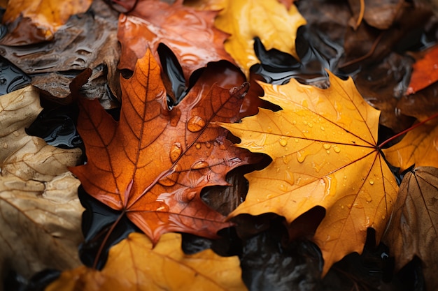 View of dry autumn leaves