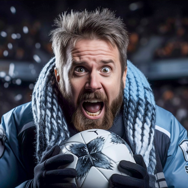 Free photo view of ecstatic football fan celebrating