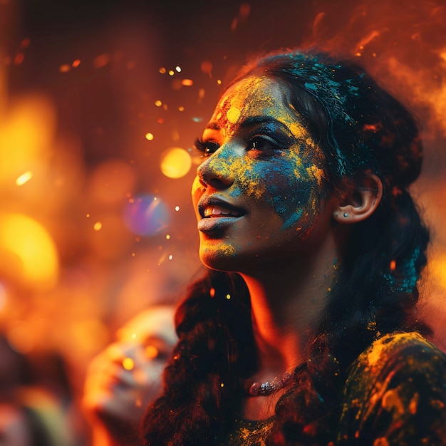 Free photo view of ecstatic football fan with painted face enjoying match