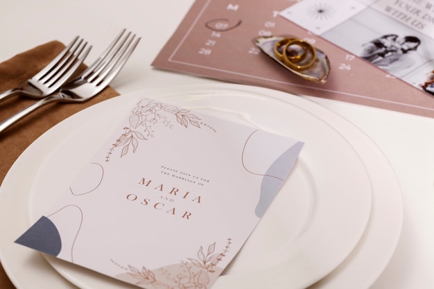 Free photo view of elegant and luxurious wedding stationery and planner resources