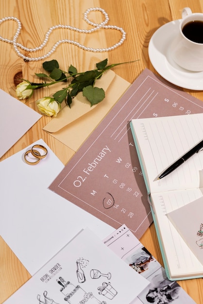 Free Photo view of elegant and luxurious wedding stationery and planner resources