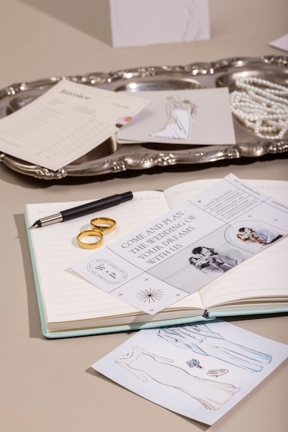 Free Photo view of elegant and luxurious wedding stationery and planner resources