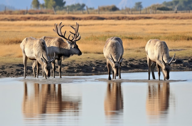 View of elk in natural body of water