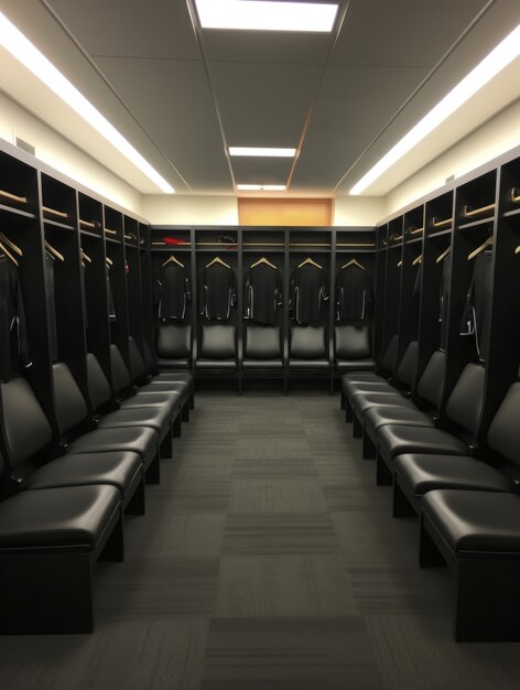 View of empty football locker room