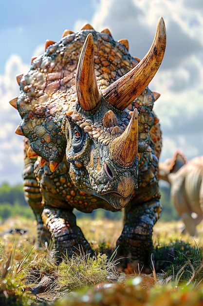 Free Photo view of extinct triceratops dinosaur creature