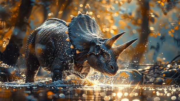 Free Photo view of extinct triceratops dinosaur creature