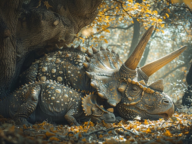 Free photo view of extinct triceratops dinosaur creature