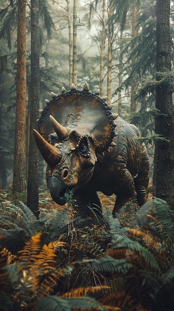 Free photo view of extinct triceratops dinosaur creature