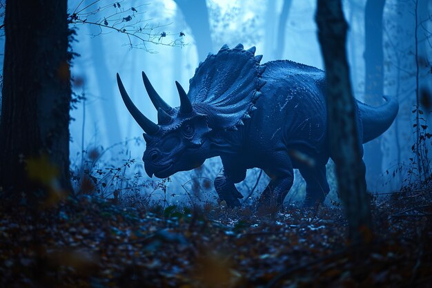 View of extinct triceratops dinosaur creature