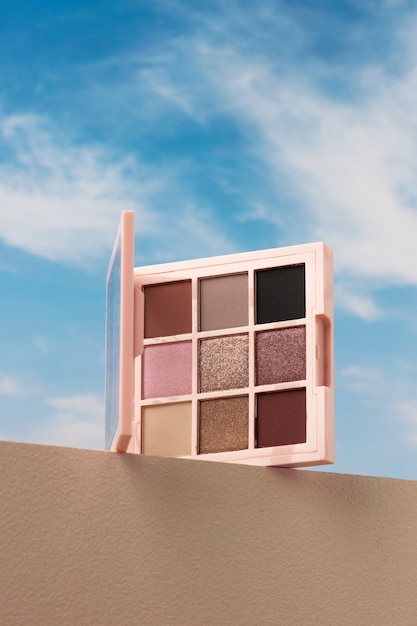 View of eyeshadow palette with sky and clouds