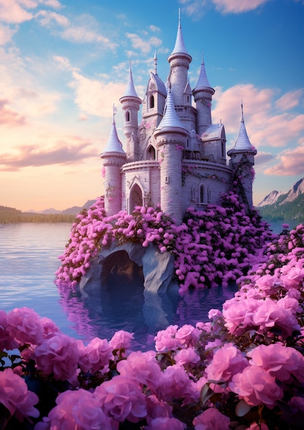 Free photo view of fairytale castle