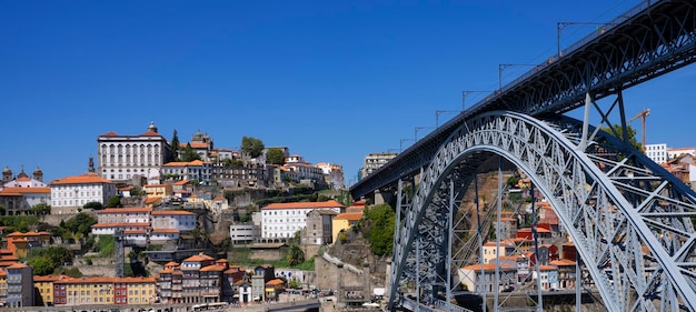 Free photo view of famous bridge in porto, portugal