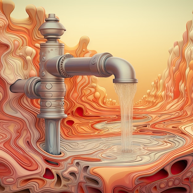 Free Photo view of fantasy landscape with surreal running water tap for world water day awareness